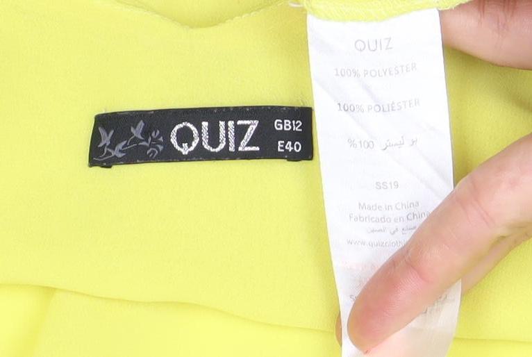 OUIZ Women Yellow Off Shoulder Ruffle Chiffon Blouse Size 12