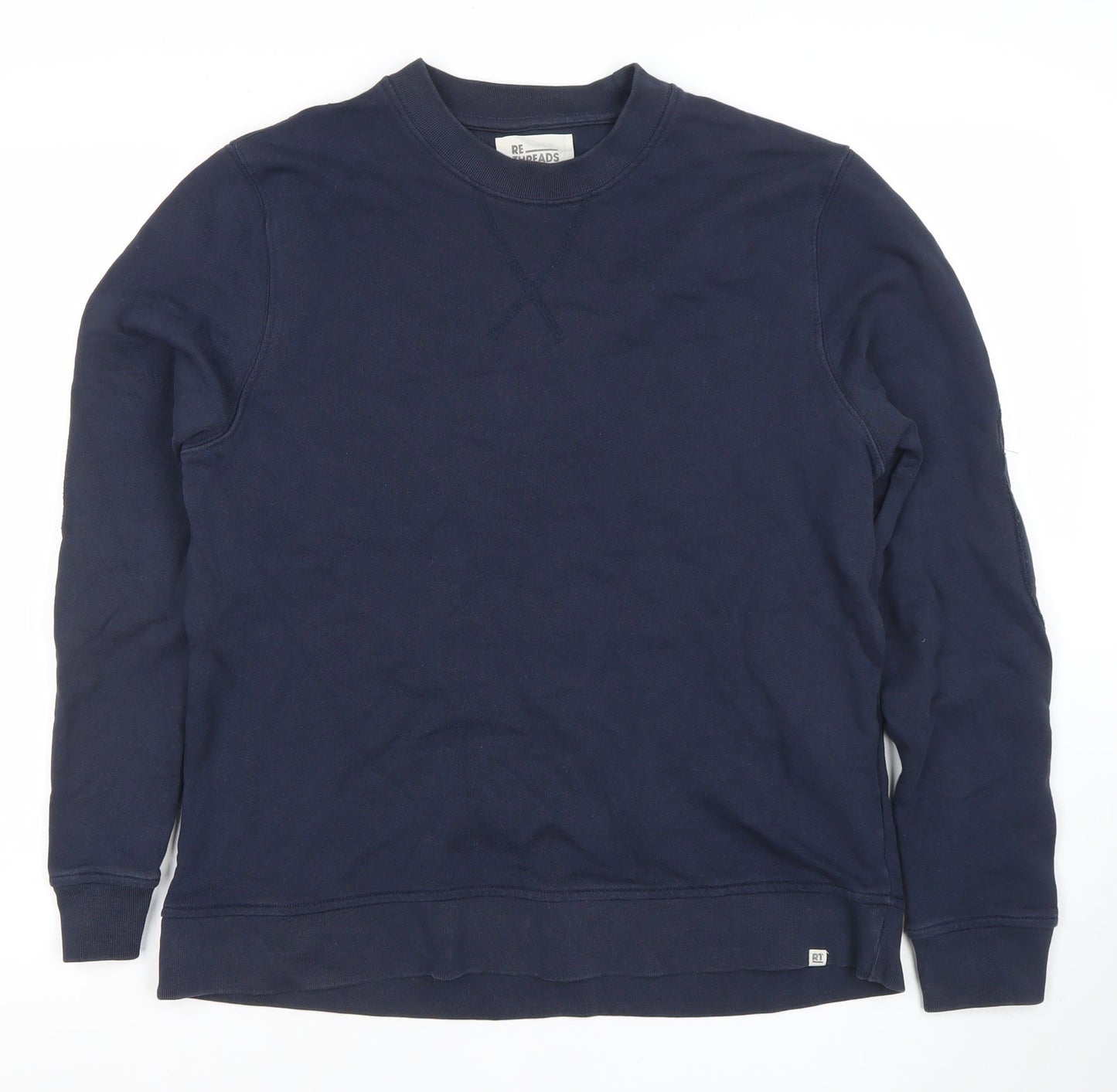 RE THREADS Men's Blue Cotton Crew Neck Pullover Sweatshirt Size S