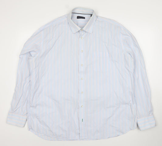Tommy Hilfiger Men's Blue Striped Cotton Dress Shirt 18.5in/46 Classic Fit