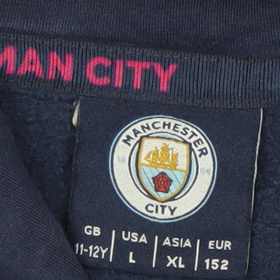 Manchester City Boys Navy Hoodie 11-12 Years Pullover Graphic Print Cotton Blend