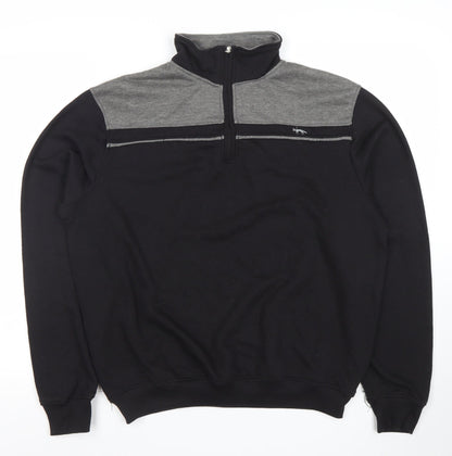 J.J. Wills Men's Black 1/4 Zip Mock Neck Sweatshirt L