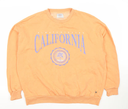 Pull & Bear Women’s Orange California Sweatshirt M Relaxed Fit
