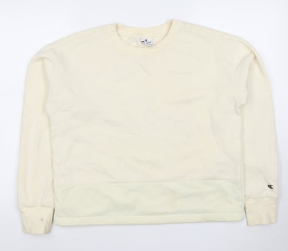 Champion Women's Beige Crew Neck Pullover Sweatshirt Size L Cotton Blend