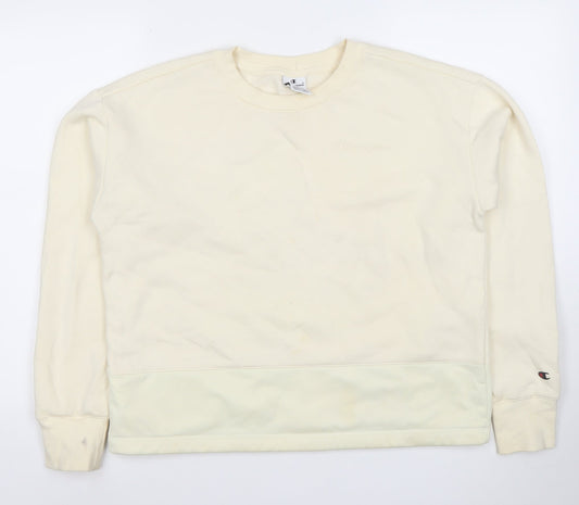 Champion Women's Beige Crew Neck Pullover Sweatshirt Size L Cotton Blend