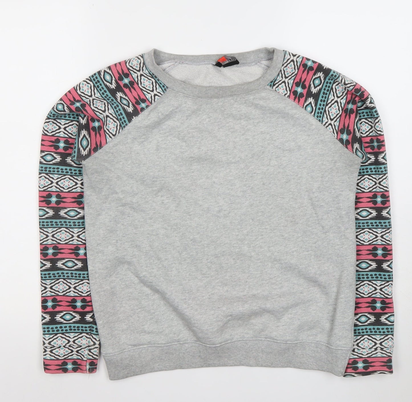 FB Sister Women's Grey Aztec Long Sleeve Pullover Sweatshirt XS