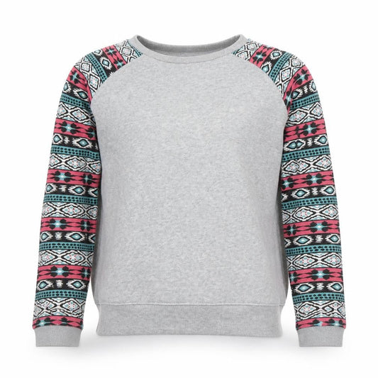 FB Sister Women's Grey Aztec Long Sleeve Pullover Sweatshirt XS