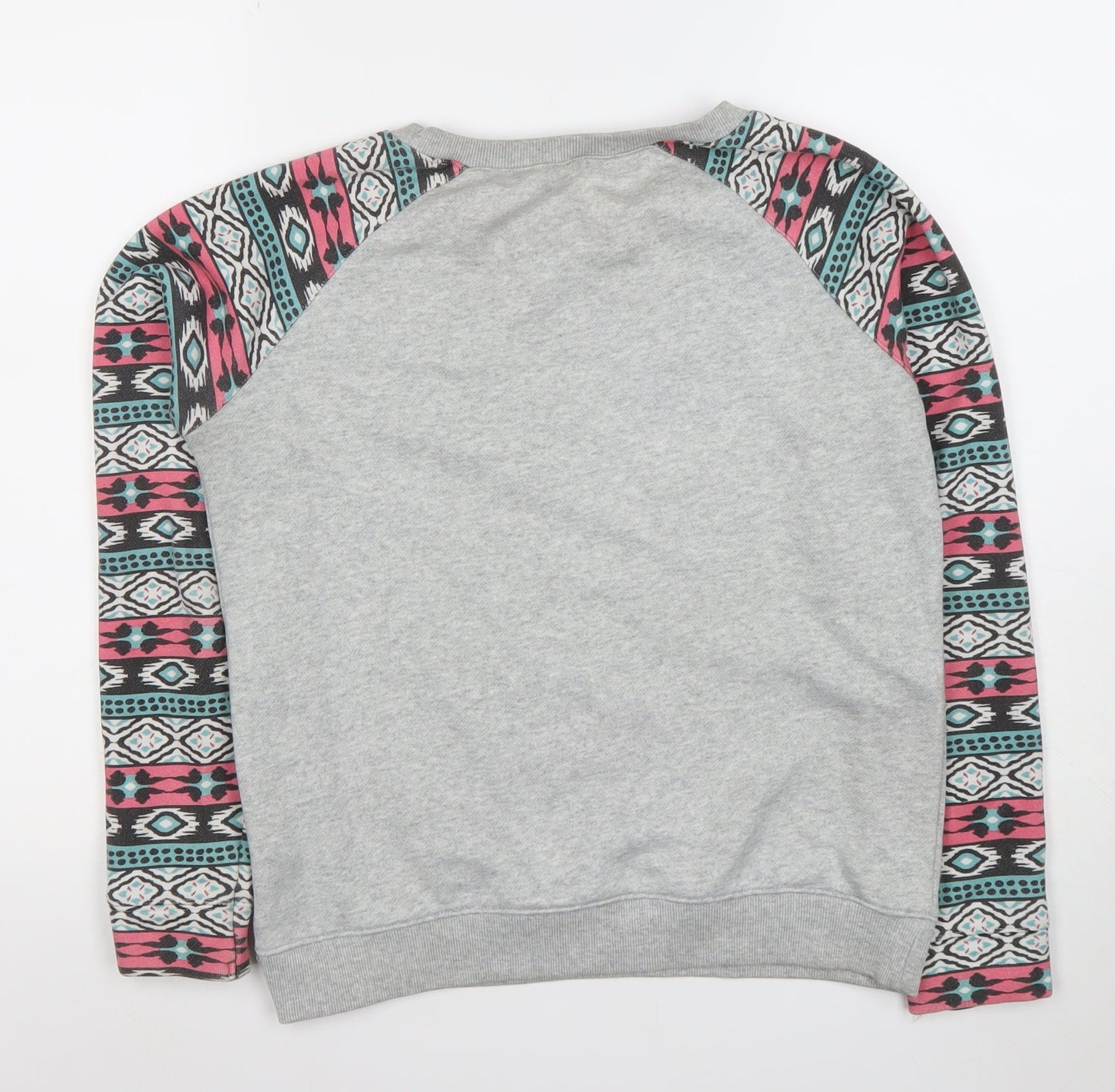 FB Sister Women's Grey Aztec Long Sleeve Pullover Sweatshirt XS