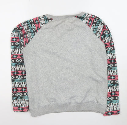 FB Sister Women's Grey Aztec Long Sleeve Pullover Sweatshirt XS