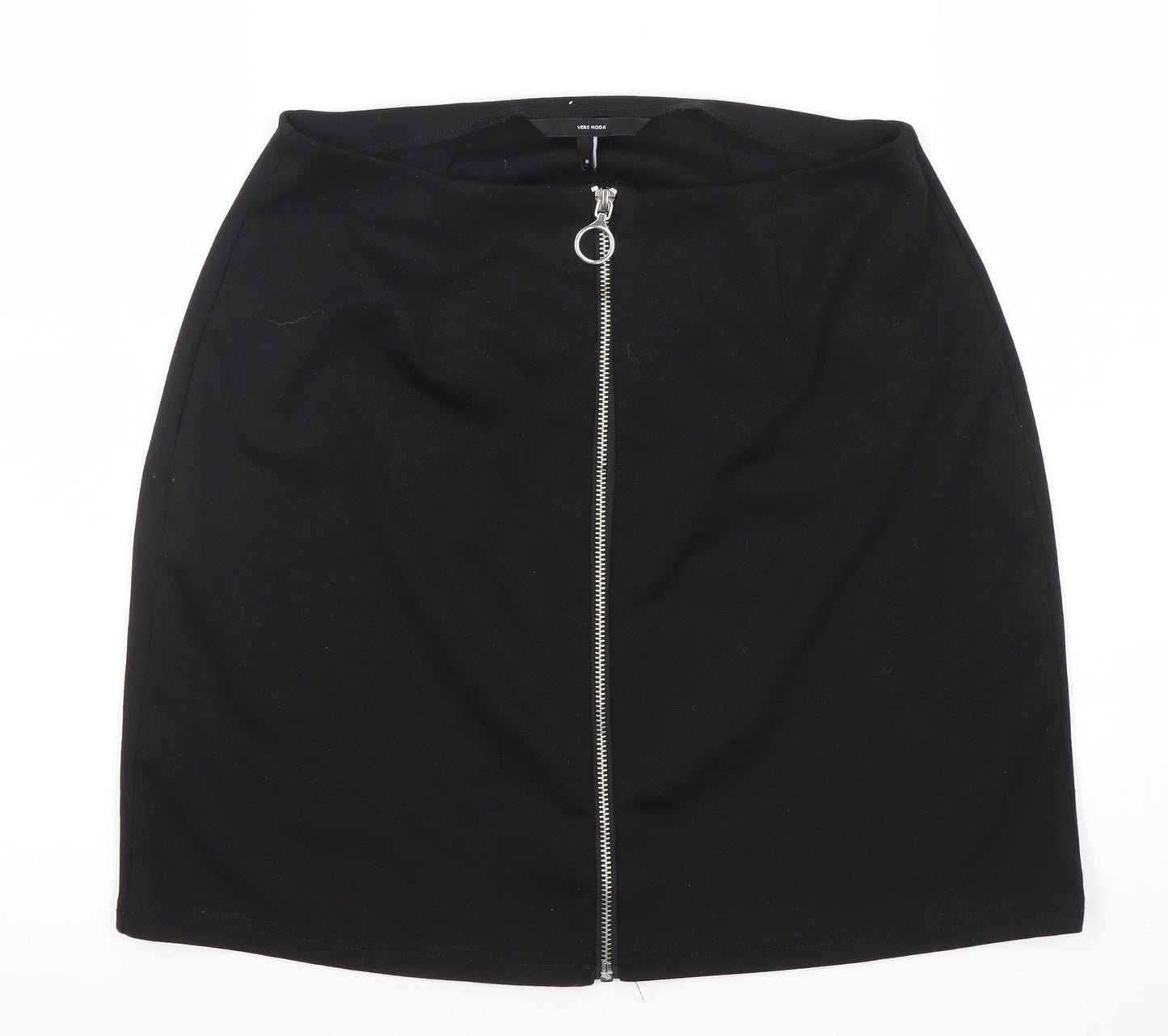 Vero Moda Womens Black Pencil Skirt Size M Zip Front Stretch Workwear
