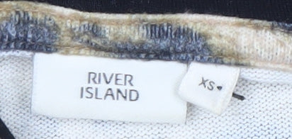 River Island Womens Beige Leopard Print Hooded Pullover XS Lace Trim