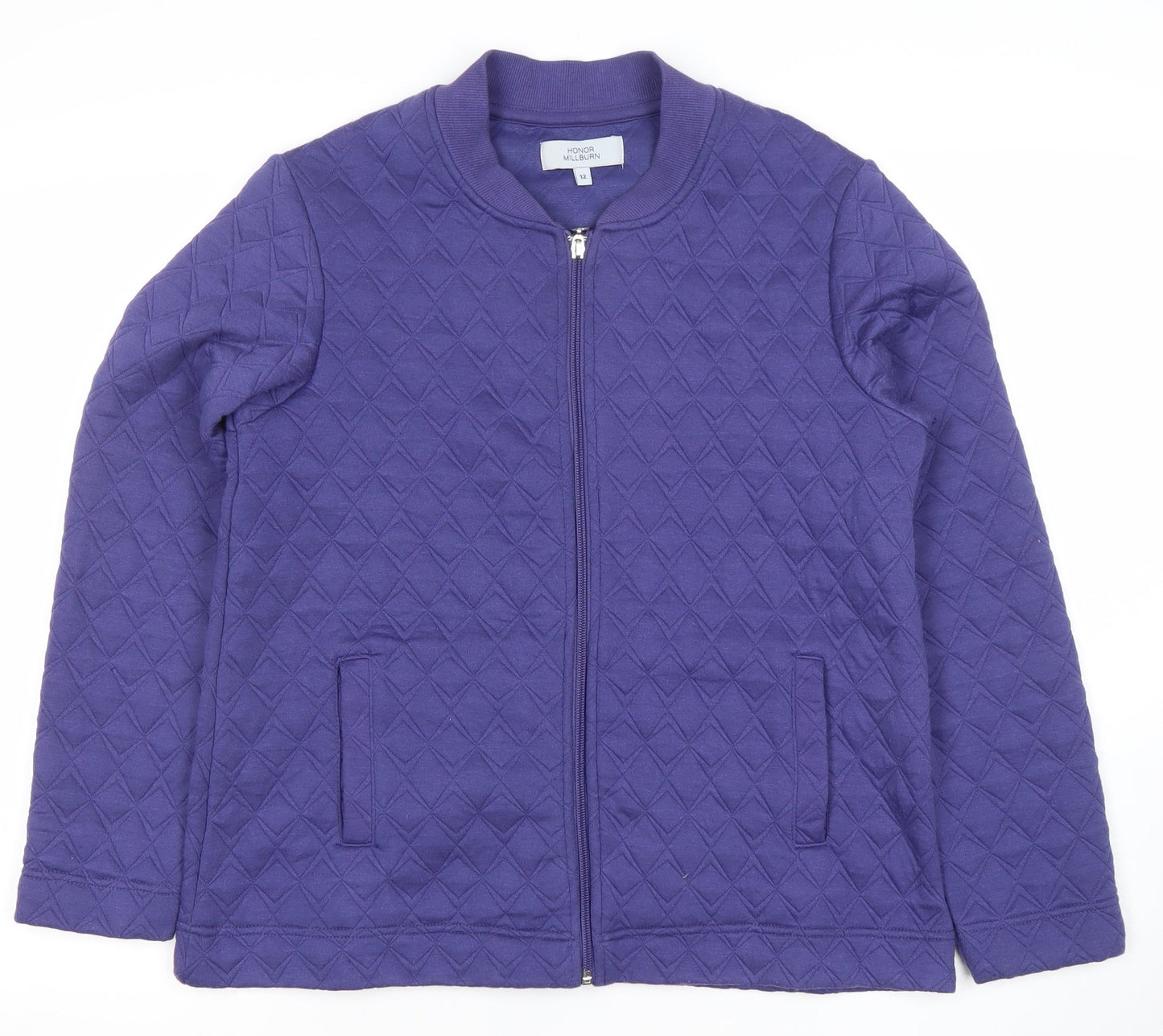Honor Millburn Women's Purple Quilted Full Zip Sweatshirt Size 12