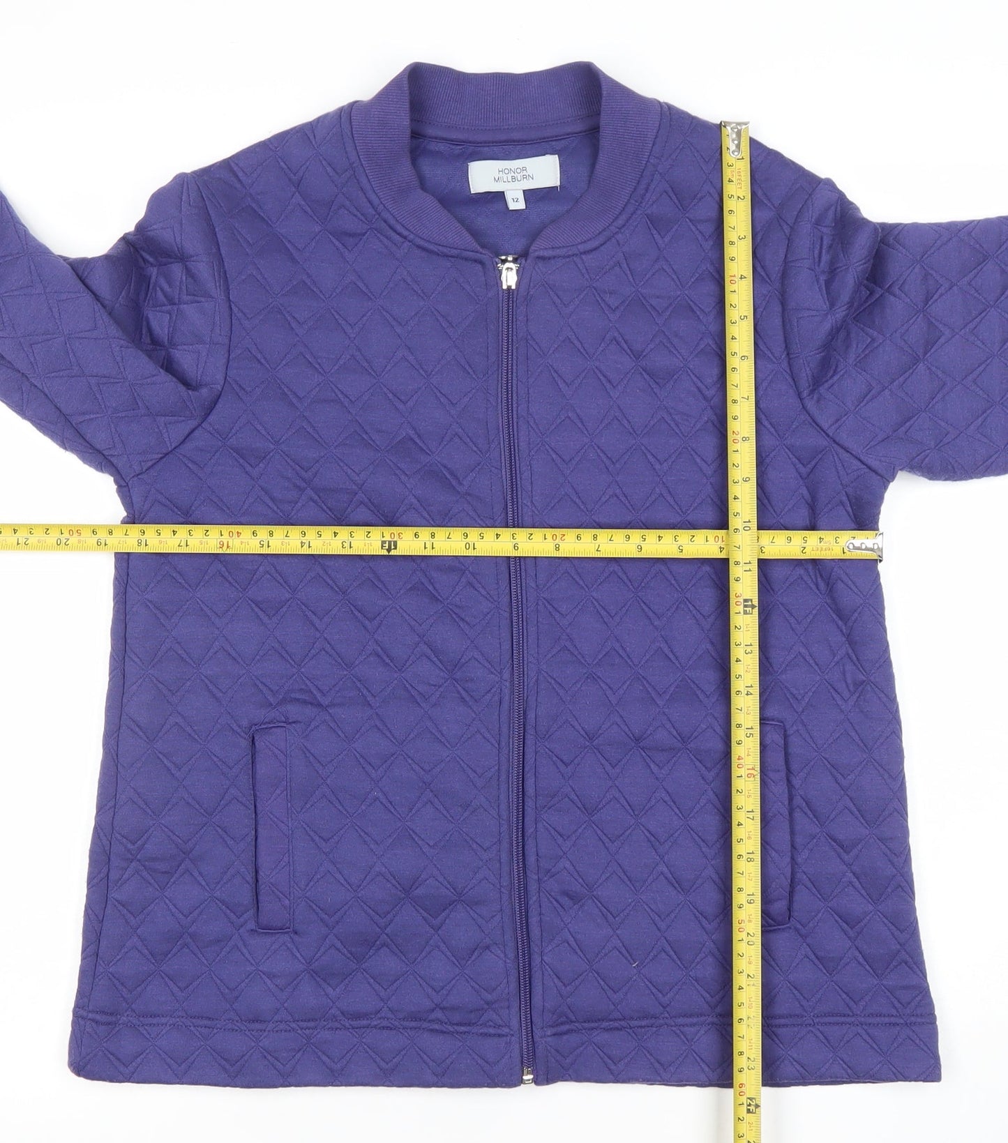 Honor Millburn Women's Purple Quilted Full Zip Sweatshirt Size 12