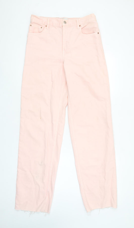 Zara Women Pink Straight Leg Cotton Jeans Size 10