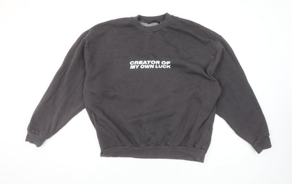 ZARA Women Black Graphic Slogan Sweatshirt Size S