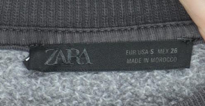 ZARA Women Black Graphic Slogan Sweatshirt Size S