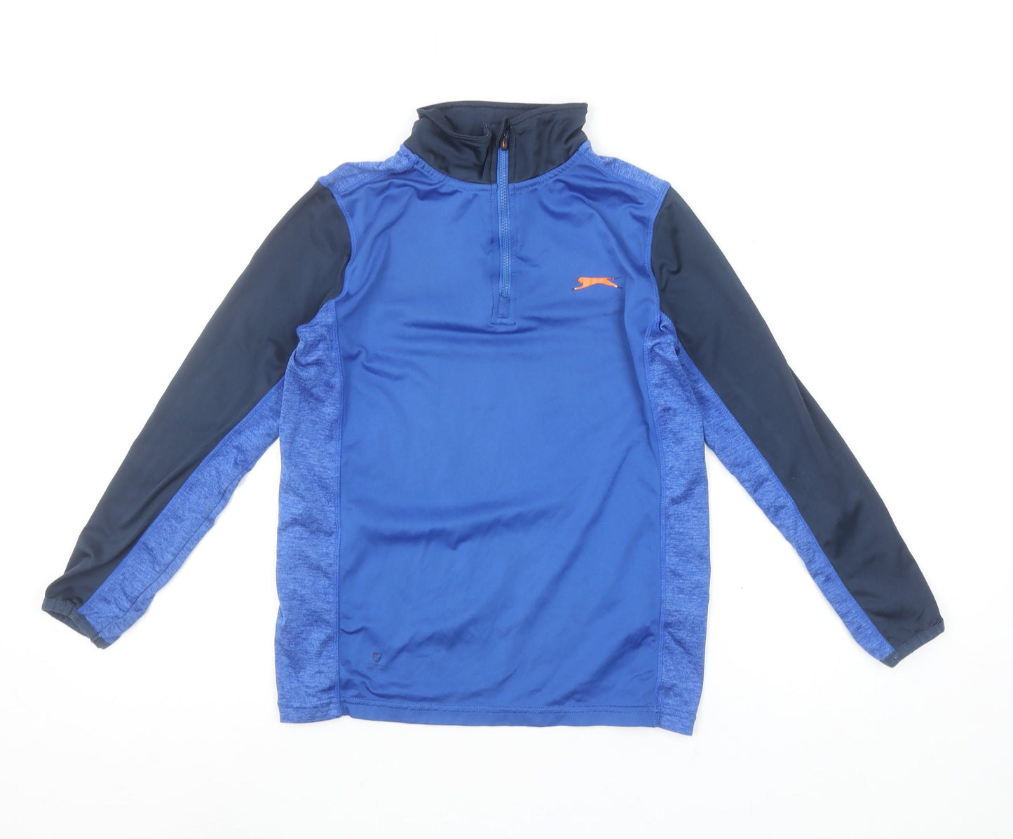 Slazenger Boys Blue 9-10 Years 1/4 Zip Colourblock Sports Sweatshirt