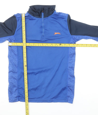Slazenger Boys Blue 9-10 Years 1/4 Zip Colourblock Sports Sweatshirt