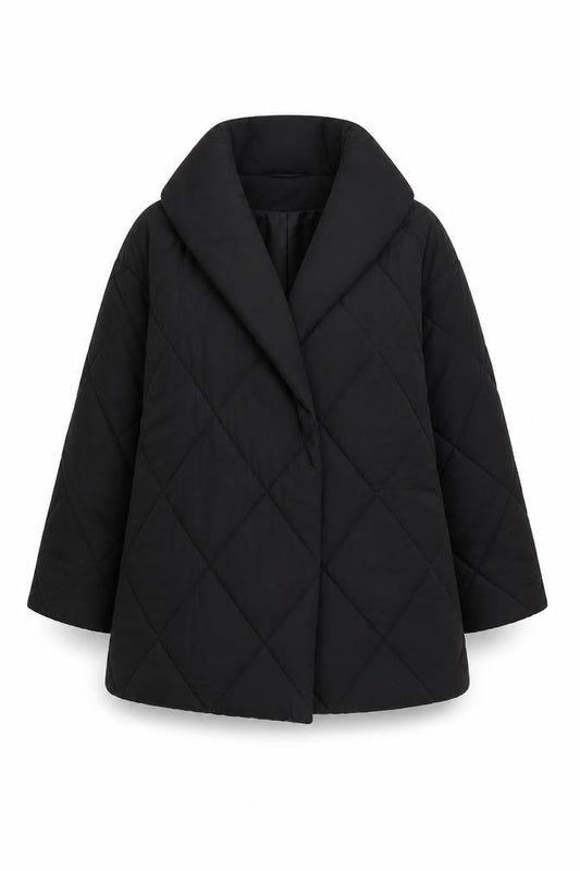 Boohoo Womens Black Quilted Mid-Length Coat UK 6 Regular