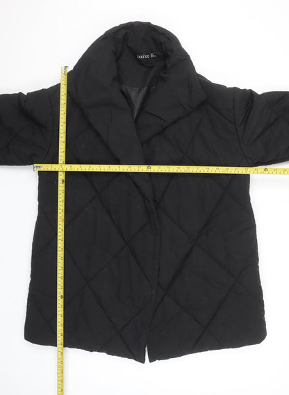 Boohoo Womens Black Quilted Mid-Length Coat UK 6 Regular