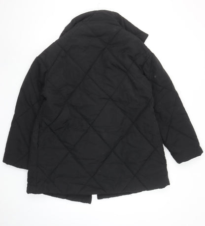 Boohoo Womens Black Quilted Mid-Length Coat UK 6 Regular