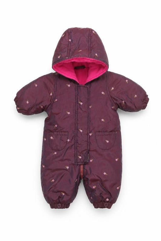 Mothercare Unisex Baby Purple Floral Hooded Snowsuit 0-3 Months Winter Wear