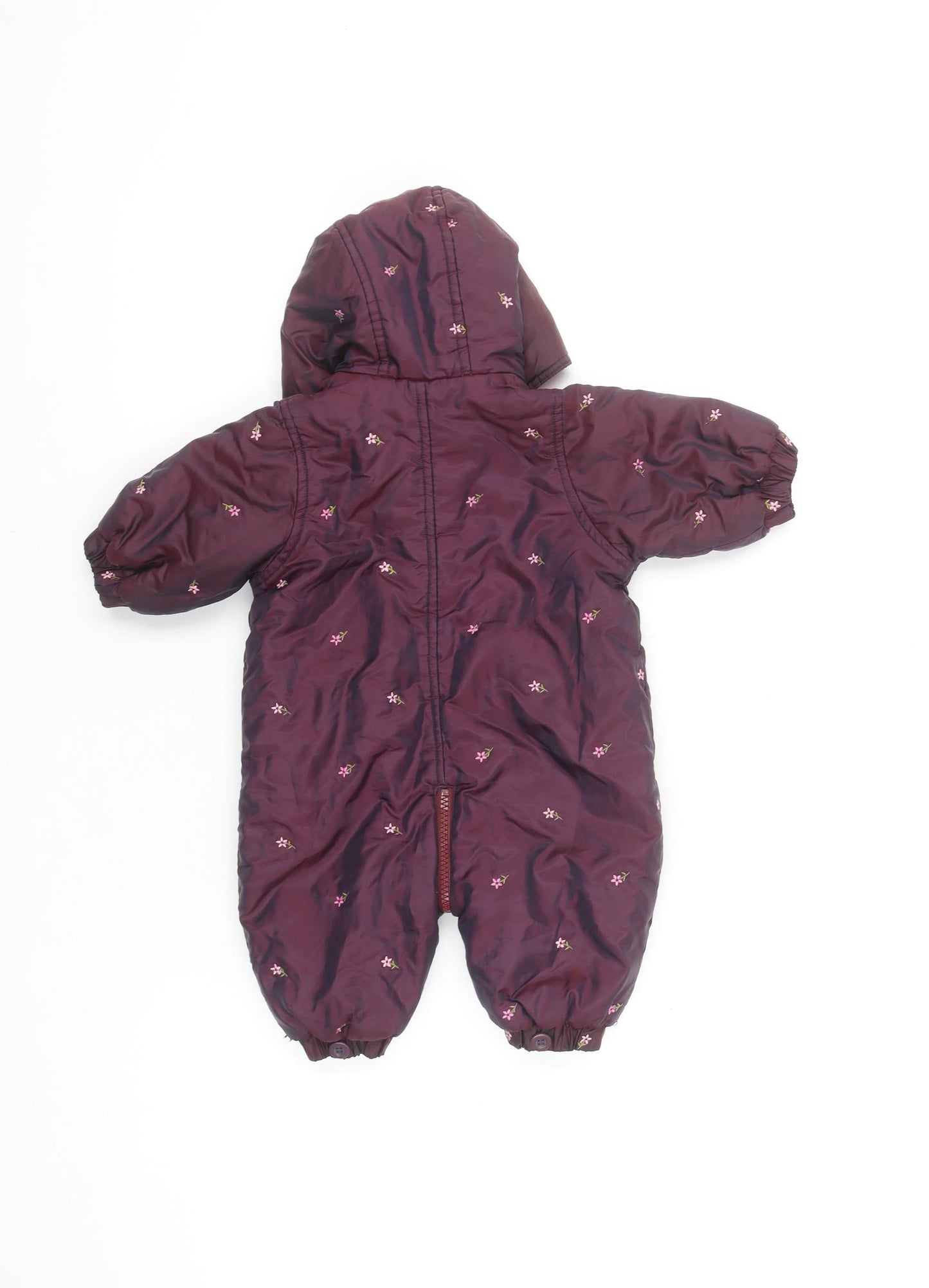 Mothercare Unisex Baby Purple Floral Hooded Snowsuit 0-3 Months Winter Wear