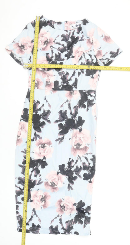Amber Women's Multicoloured Floral Sheath Dress XS Short Sleeve