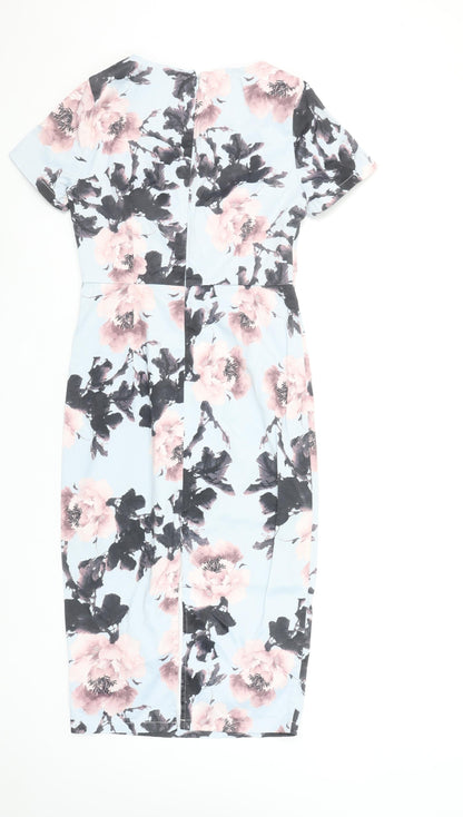 Amber Women's Multicoloured Floral Sheath Dress XS Short Sleeve