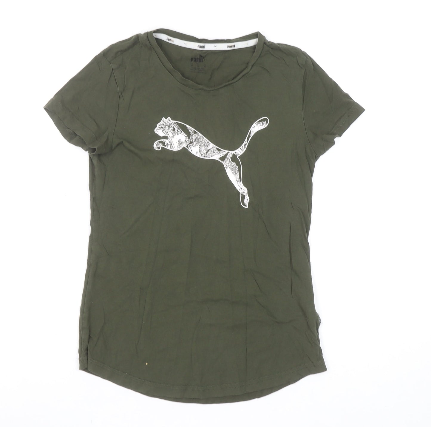 Puma Womens Green XS Basic Sport T-Shirt
