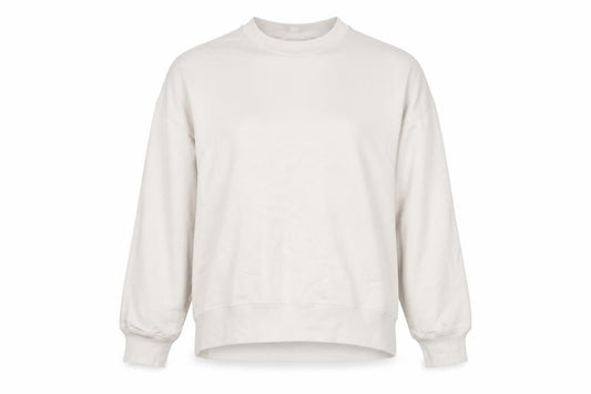 Uniqlo Women Beige Cotton Pullover Sweatshirt L Crew Neck Casual