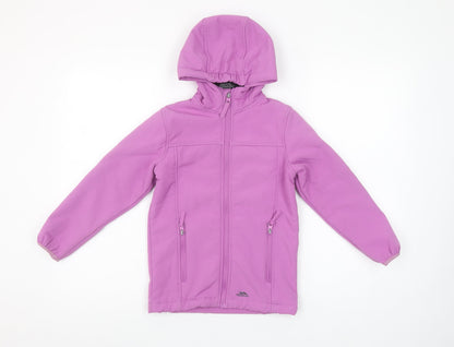 Trespass Girls Purple Softshell Hooded Jacket 5-6 Years Waterproof Lined
