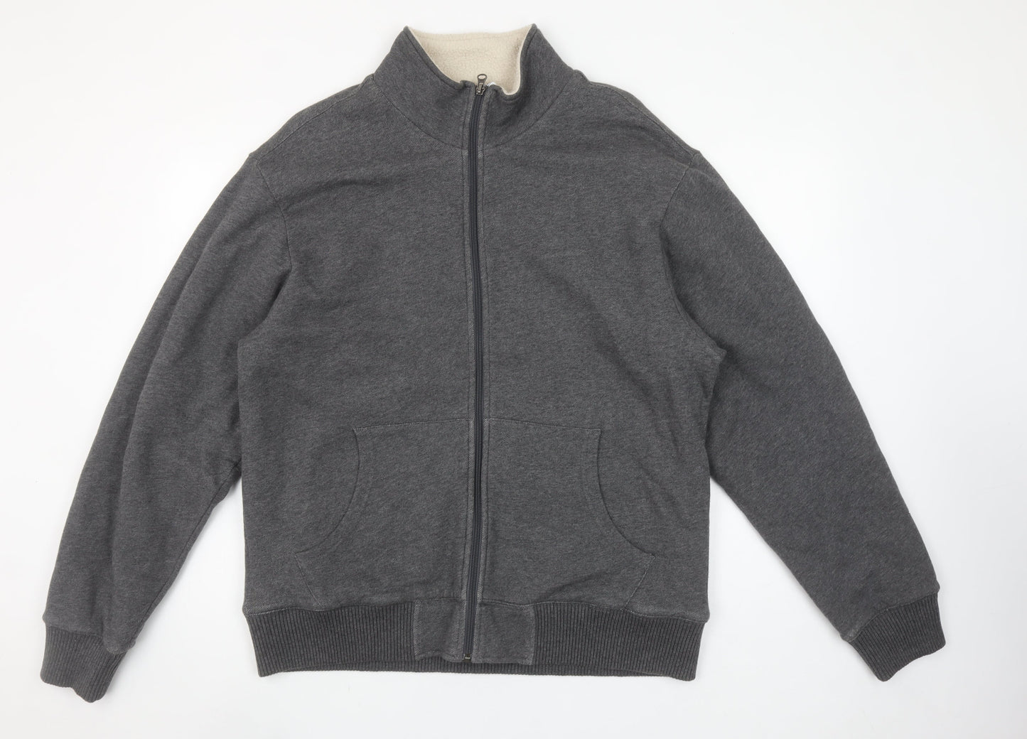 Old Navy Men’s Grey Full Zip Fleece Lined Sweatshirt Size L
