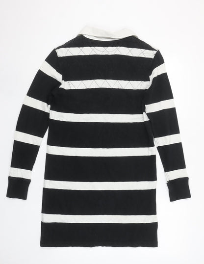 Ralph Lauren Women Black Striped Collared Shirt Dress Size S