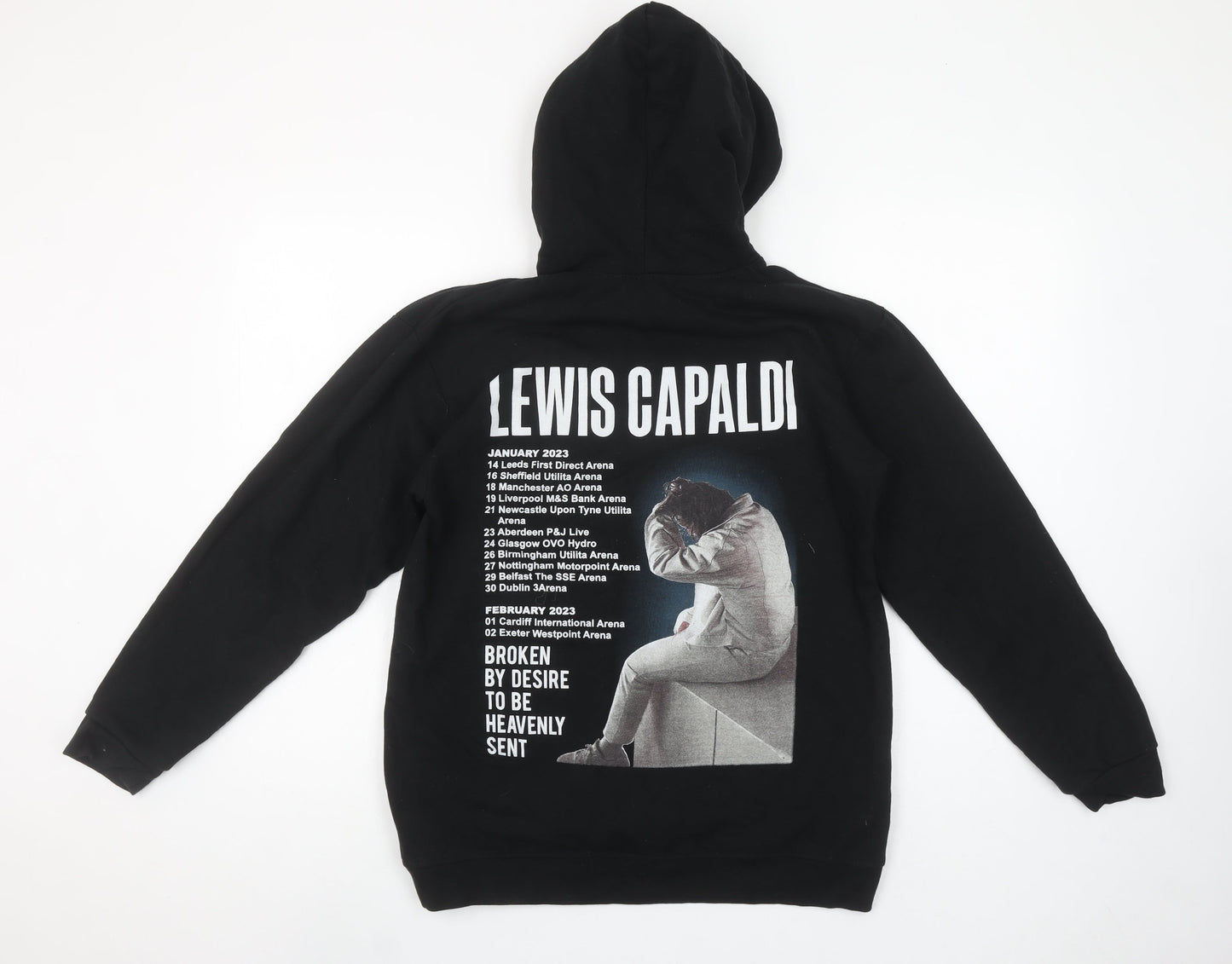 Lewis Capaldi Women's Black Pullover Hoodie Size S Graphic Tour Sweatshirt