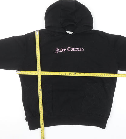 Juicy Couture Girls Black Pullover Hoodie 14-15 Years Logo Fleece
