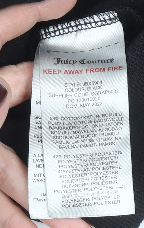 Juicy Couture Girls Black Pullover Hoodie 14-15 Years Logo Fleece