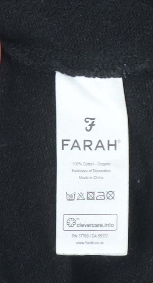 Mens UK Size S Farah Black Henley Sweatshirt