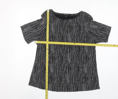 MCollection Women's Black Glitter Stripe Short Sleeve Top Size M