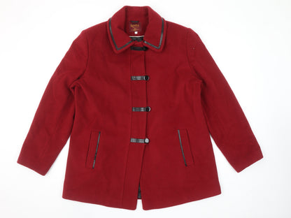 Kesta by David Barry Women's Red Wool Blend Mid-Length Coat Size 16