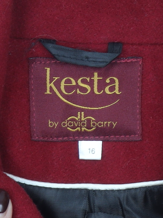 Kesta by David Barry Women's Red Wool Blend Mid-Length Coat Size 16