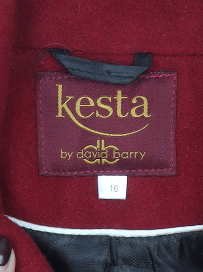 Kesta by David Barry Women's Red Wool Blend Mid-Length Coat Size 16