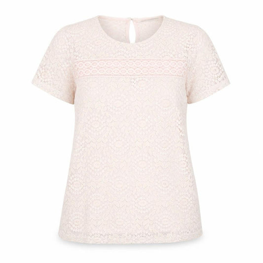 Dorothy Perkins Womens Beige Lace Short Sleeve Blouse UK 10