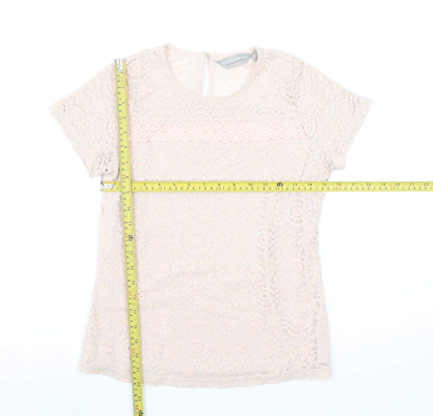 Dorothy Perkins Womens Beige Lace Short Sleeve Blouse UK 10