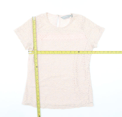 Dorothy Perkins Womens Beige Lace Short Sleeve Blouse UK 10