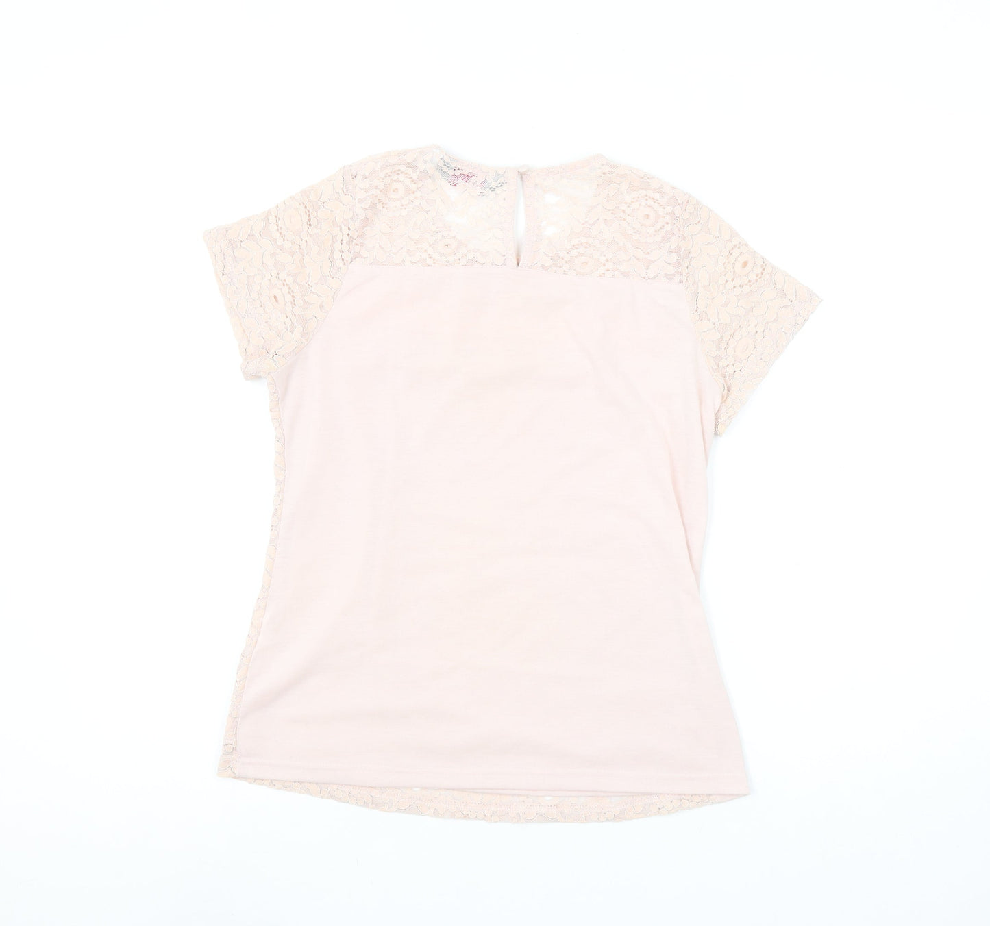 Dorothy Perkins Womens Beige Lace Short Sleeve Blouse UK 10