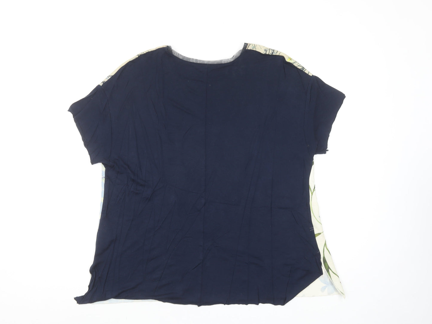 Zara Women Multicoloured Floral Patchwork Short Sleeve Cotton Blend T-Shirt Size 12