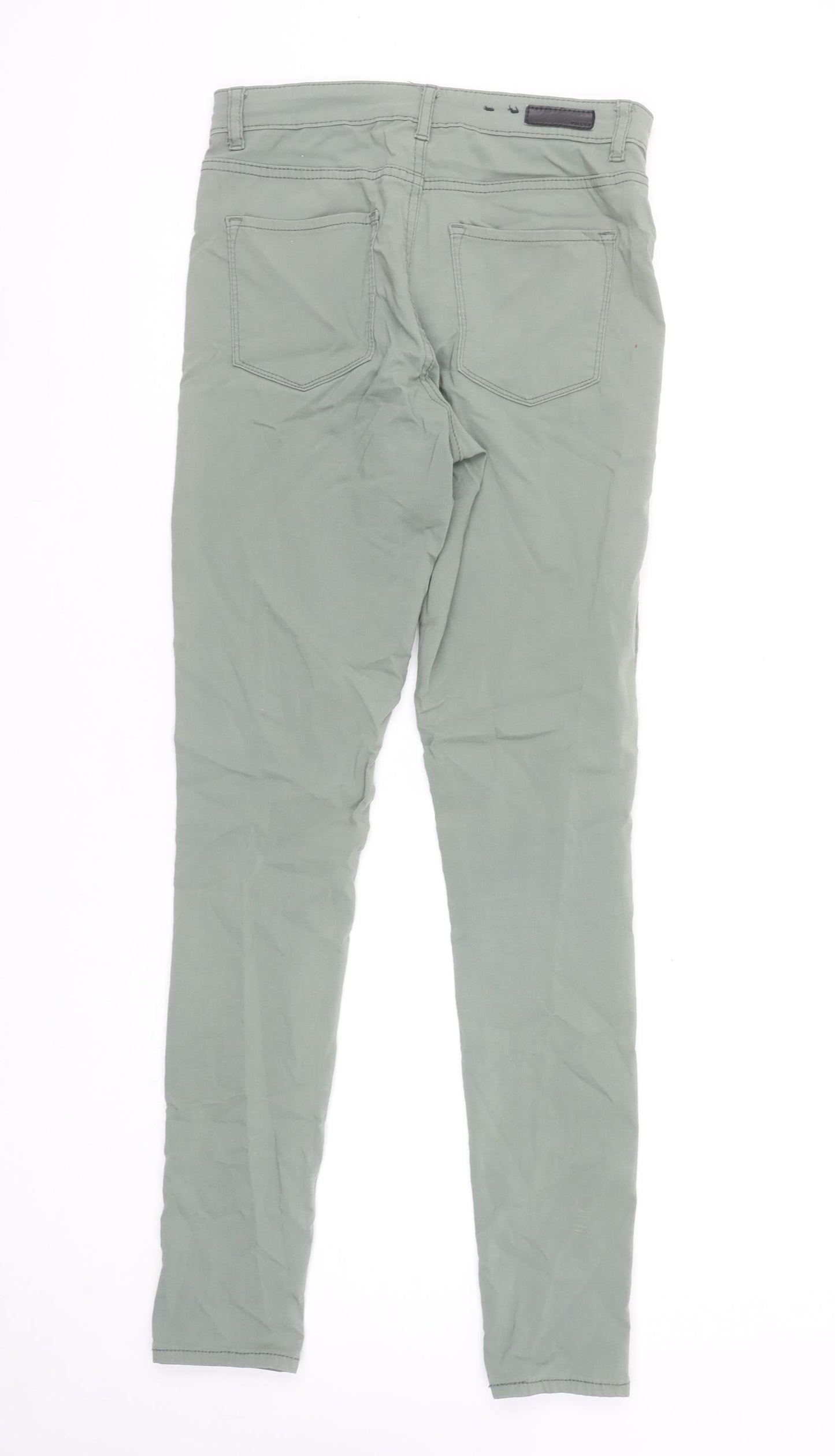 PIECES Women Green Skinny Jeans M Slim Fit Stretch Denim