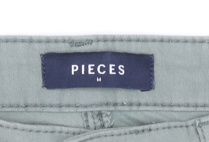 PIECES Women Green Skinny Jeans M Slim Fit Stretch Denim