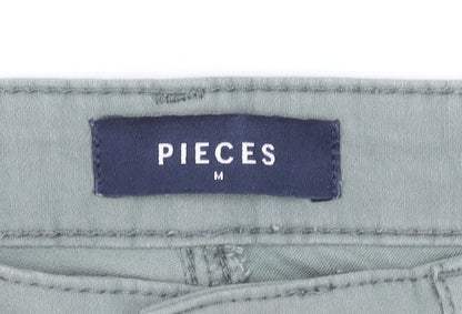 PIECES Women Green Skinny Jeans M Slim Fit Stretch Denim
