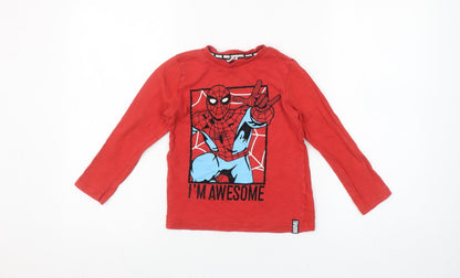 Marvel Boys Red Spider-Man Long Sleeve Crew Neck T-Shirt 5-6 Years